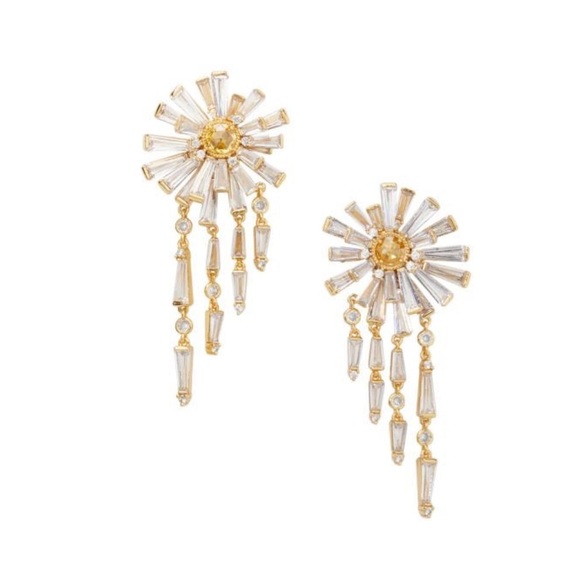 Sunny Goldtone & Cubic Zirconia Fringe Earrings - Picture 3 of 4